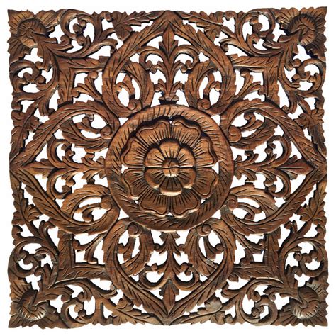 Oriental Carved Floral Wall Art Panel Decor 24 Traditional Wall