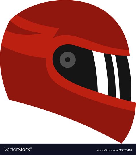 Red Racing Helmet Icon Flat Style Royalty Free Vector Image