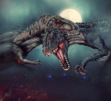 Мир Юрского периода тиранозавр Рекс против Indominus по Trustkill