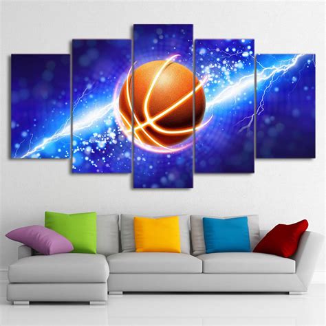 Love Sport Basketball Painting 5 Piece Canvas Art Wall Art Picture Home