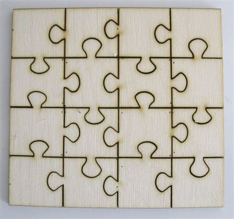 16 Piece Puzzle Unfinished Laser Cut Wood Shape Sixteen