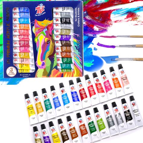 Buy Tbc The Best Crafts Acrylic Paint Set 24 Vibrant Colors12ml04oz