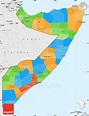 Political Simple Map of Somalia, single color outside, borders and labels