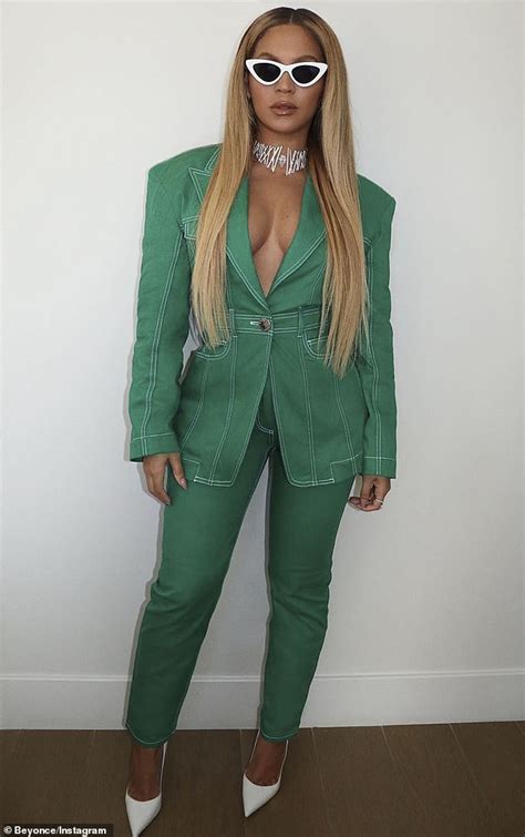 Beyonce Puts On A Busty Display In Green Look With Jay Z And Blue Ivy