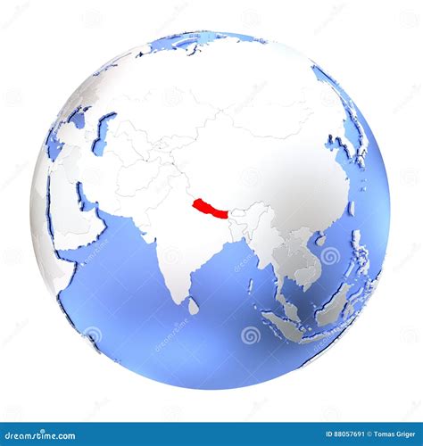 Nepal On Metallic Globe Isolated Stock Illustration Illustration Of