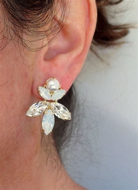 Bridal Earringswhite Opal Earringsbridal Earringsopal Etsy