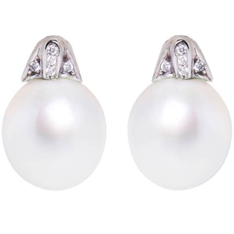 Ella Gafter South Sea Pearl And Diamond Clip On Earrings White Gold For