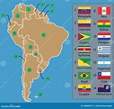 Map Of South America With Country Names | Cities And Towns Map