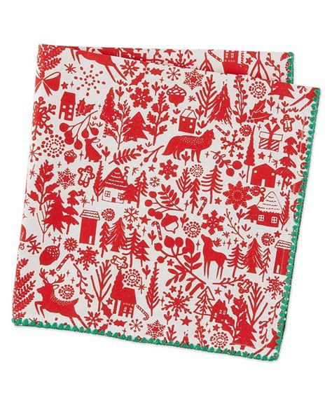 Design Imports Christmas Woods Embellished Napkin Set Of 6 And Reviews