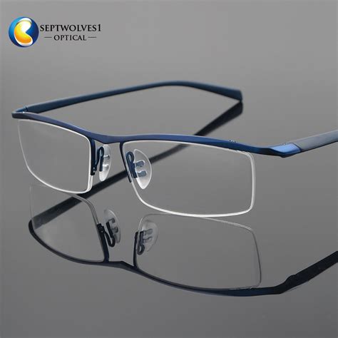 designer men titanium alloy half rimless eyeglasses frames optical eyewear rx ebay