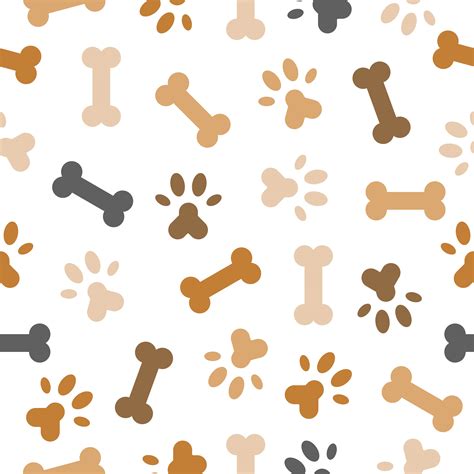Dog Seamless Pattern Theme Bone Paw Foot Print For Use As Wallpaper