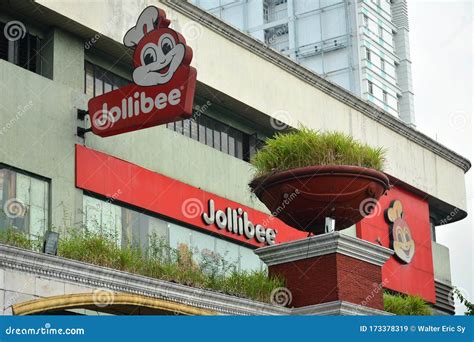 Jollibee Fast Food Restaurant Facade In Manila Philippines Editorial