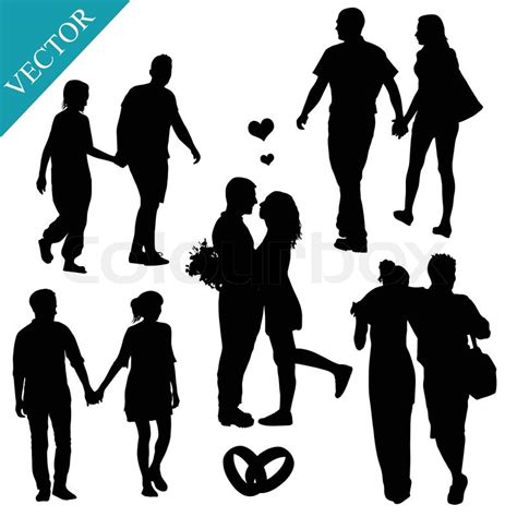 romantic couples silhouettes on white background vector illustration stock vector colourbox