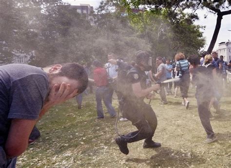 Turkish Activists Resisting To Istanbul Taksim Square Park Destroying