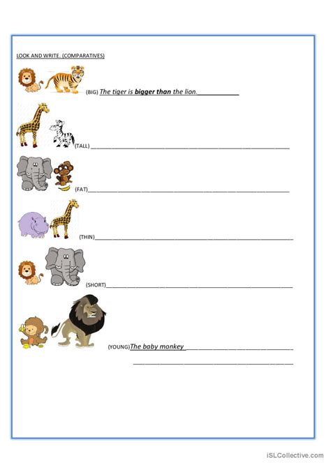 Animals Comparatives English Esl Worksheets Pdf And Doc