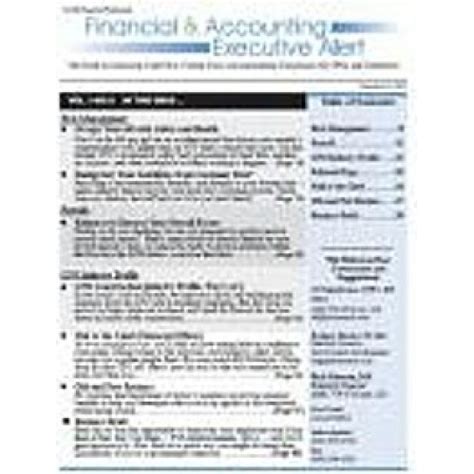 Financial And Accounting Executive Alert Magazine Subscriber Services