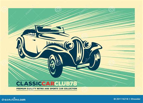 Vintage Car Retro Car Classic Car Poster Stock Vector Illustration