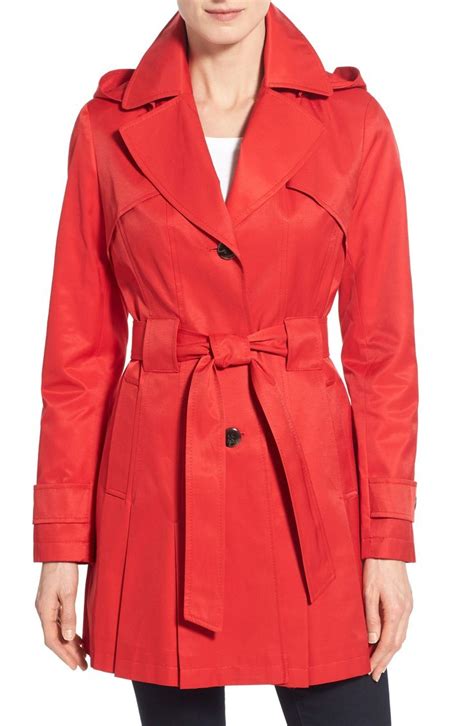 Red Hooded Single Breasted Trench Coat Trench Coat Coat Coats For Women
