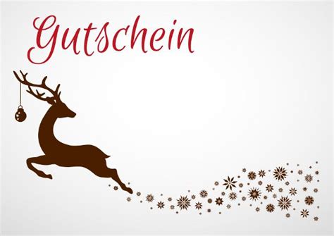 ● wie komme ich (3.) a b. Gutschein springendes Rentier mit Weihnachtskugel ...