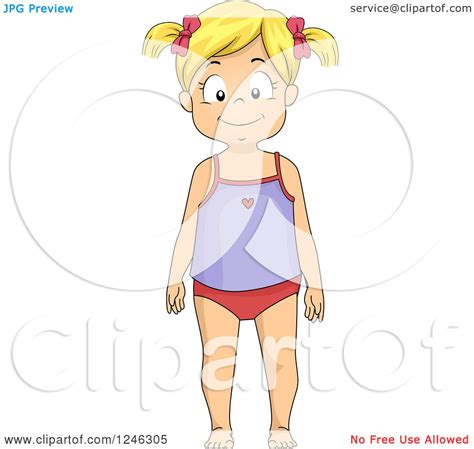 clipart of a blond caucasian girl in her undergarments royalty free vector illustration by bnp