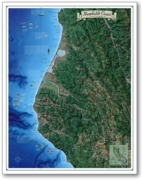 Humboldt Coast Map Coastal California Series Bluewater Maps