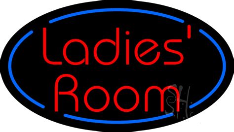Red Ladies Room Oval Animated Neon Sign Restroom Neon Signs