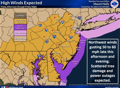 Nj Weather High Wind Warning Issued Power Outages Possible With