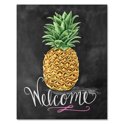 Lily And Val Pineapple Welcome Sign Pineapple Decor Pineapple Print