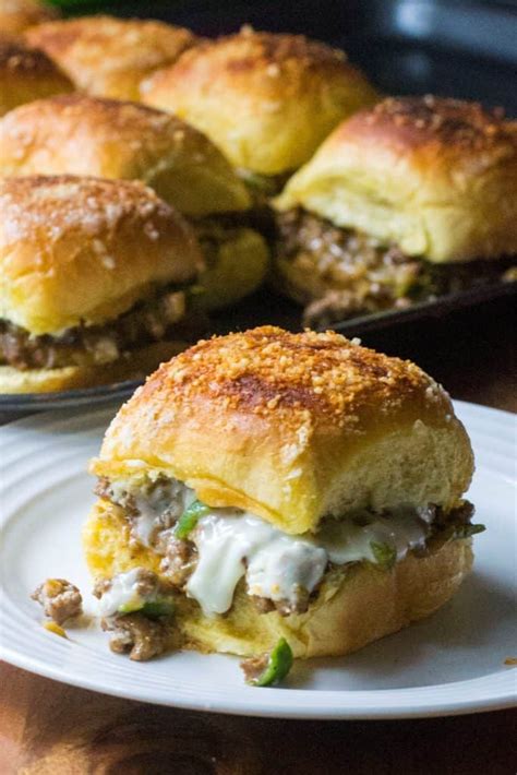 Add the onion and peppers. Philly Cheesesteak Sloppy Joes Sliders | A Wicked Whisk