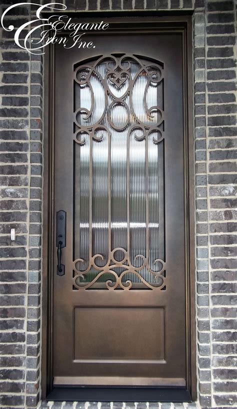 Wrought Iron Door With Eyebrow Arch Grille Wrought Iron Front Door Front Door Porch Exterior