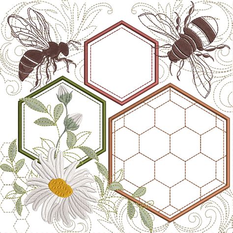 Honey Bee Quilt Blocks Machine Embroidery Designs Etsy