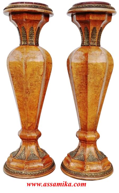 Pair of French gilt bronze, marble and burlwood pedestals with a unique design | Burled wood ...