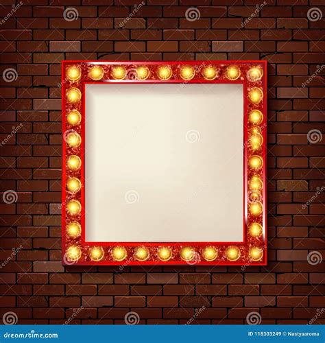 3d Render Marquee Light Square Board Sign Stock Illustration
