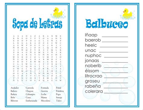 Juegos Para Baby Shower Crucigrama Con Respuestas Balbuceos │ Juegos