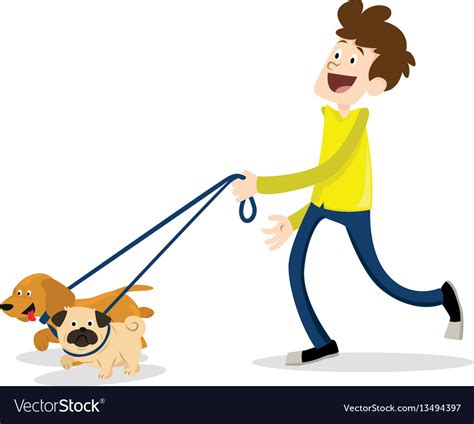 Man Walking With A Dog Royalty Free Vector Image