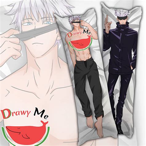 Anime Jujutsu Kaisen Pillowcase Gojo Satoru Plush Peach Skin Pillow Cover Hugging Body Mail
