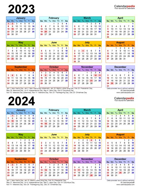 2023 2024 Two Year Calendar Free Printable Pdf Templates