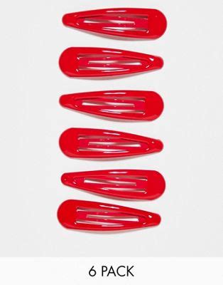 Designb London Pack Of Snap Hair Clips In Red Asos