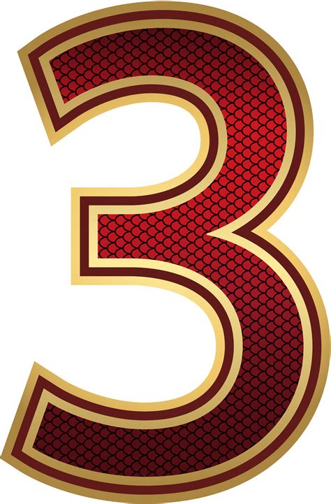 Red And Gold Number Three Png Image Numbers Typography Free Clip Art