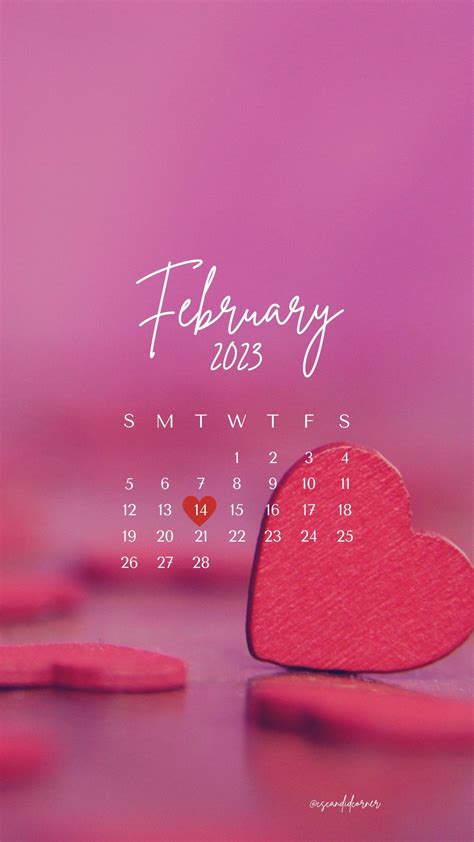 Calendar 022023 In 2024 Pink Calendar Calendar Wallpaper Valentine