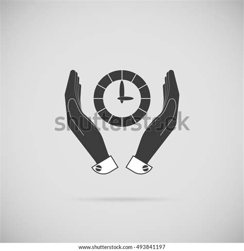 Icon Arrow Clock His Hands Shadow Stock Vector Royalty Free 493841197