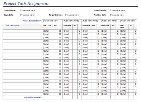 9 Task Assignment Templates Excel Word For Multiple Projects