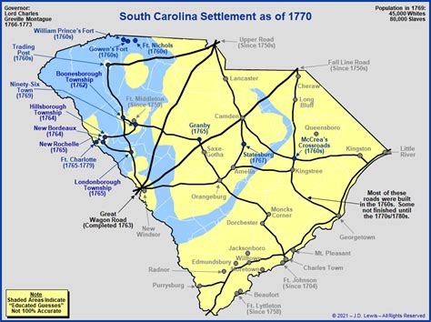 The Royal Colony Of South Carolina The Towns And Settlements In 1770