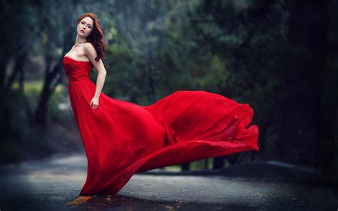 Hd Wallpaper Women Redhead Red Dress Beauty Fashion Beautiful Woman