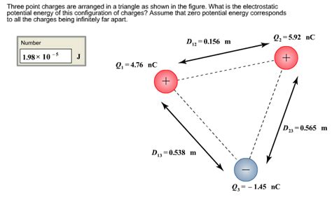 Solved Three Point Charges Are Arranged In A Triangle As