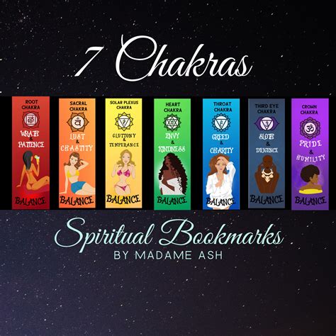 7 Chakra Bookmarks 7 Deadly Sins 7 Heavenly Virtues Etsy