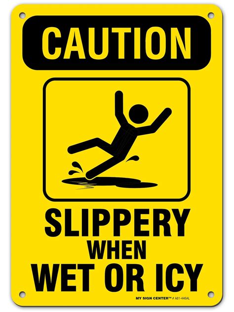 Caution Slippery When Wet Sign Or Icy Made Out Of Etsy
