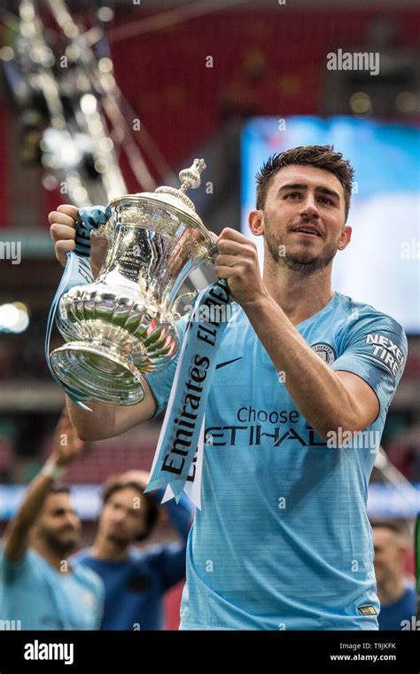 London England May 18 Aymeric Laporte Of Manchester City Lifts The