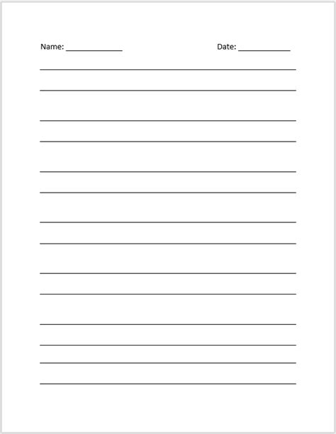 Free Lined Paper Templates MS Word Documents