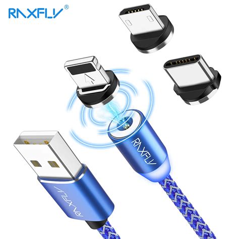 Raxfly Magnetic Cable For Iphone X Xs Max Samsung S9 1m 2m Micro Usb